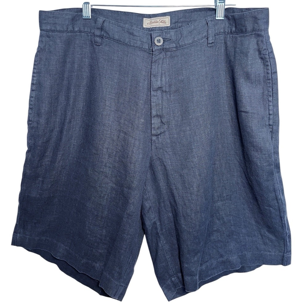 MADDA FELLA Sz 36 Men's 100% Linen Shorts Key West Truman Dark Blue Classic